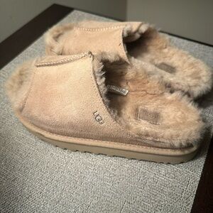 UGG Beige Furry Slide Sandals